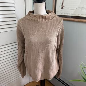 Vintage Outback Red Sweater Womens Medium Brown Open Mock Neck 90s Minimalist